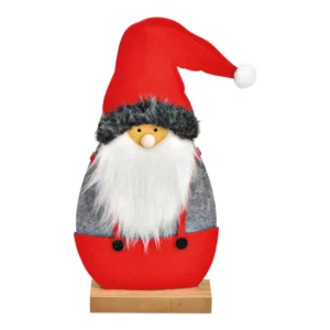 Saint Nicolas sur socle en bois en feutre rouge