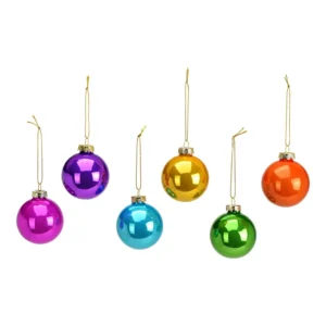 Set de boules de Noël en verre, set de 6, multicolore